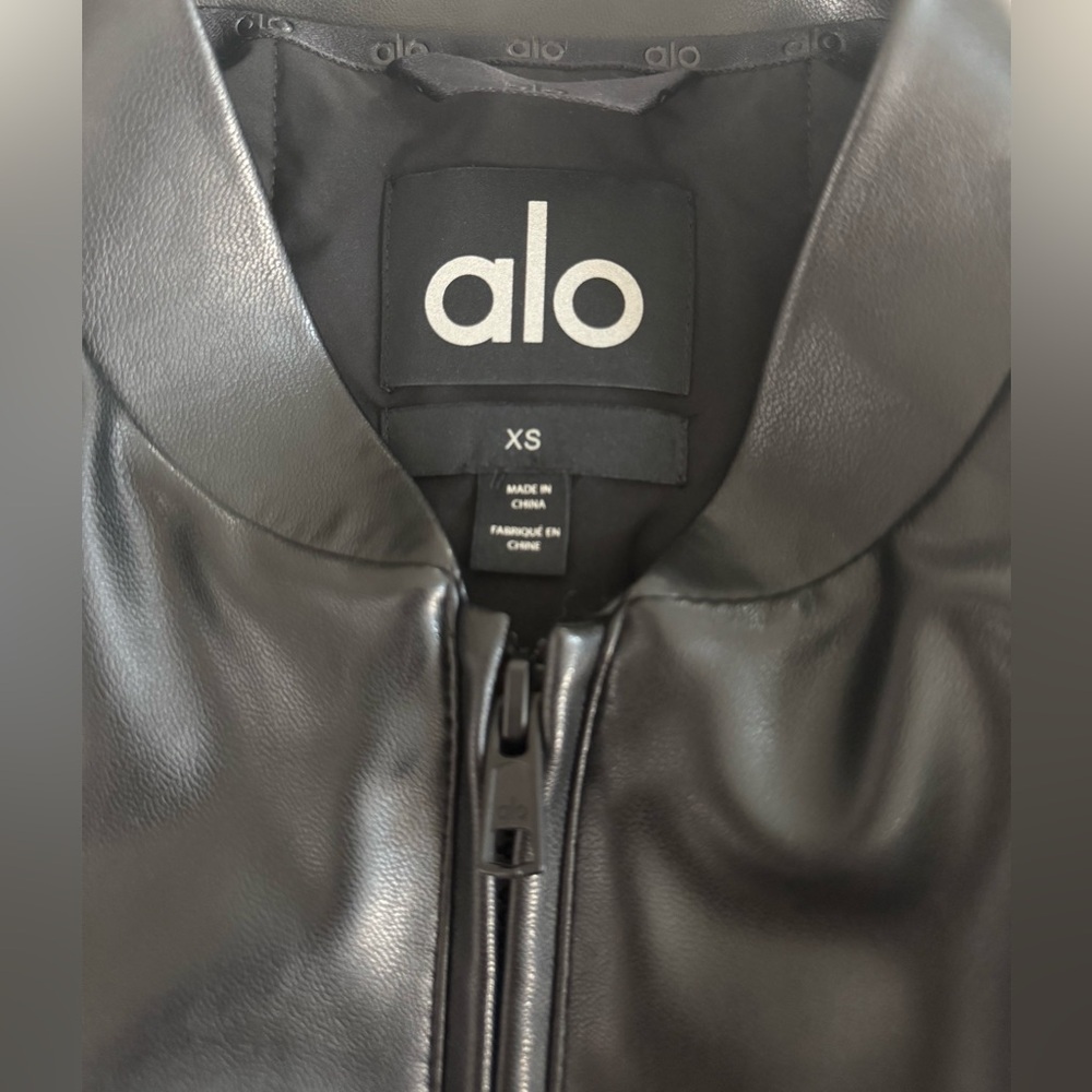 Alo Faux Leather Premier Bomber Jacket - Picture 3 of 5